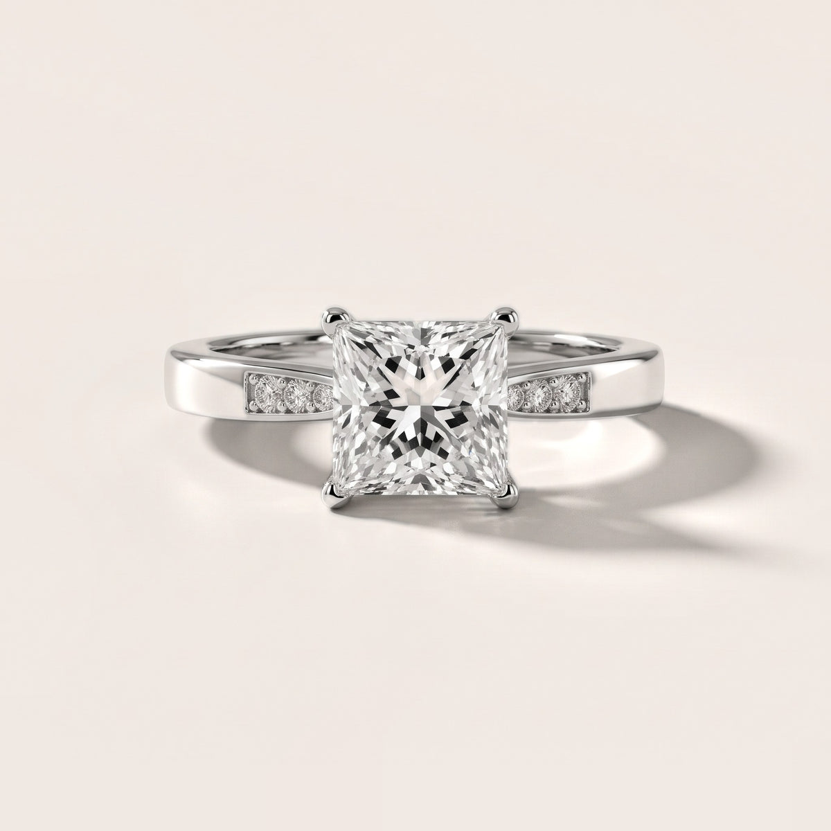 Minnie Flush-Set Princess Diamond Engagement Ring in White Gold - front.jpg