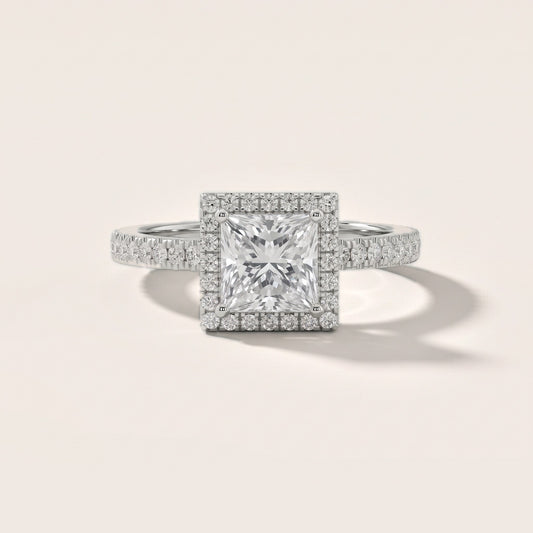 Rosemary Halo Pavé Princess Diamond Engagement Ring in Platinum [studio-20261024]