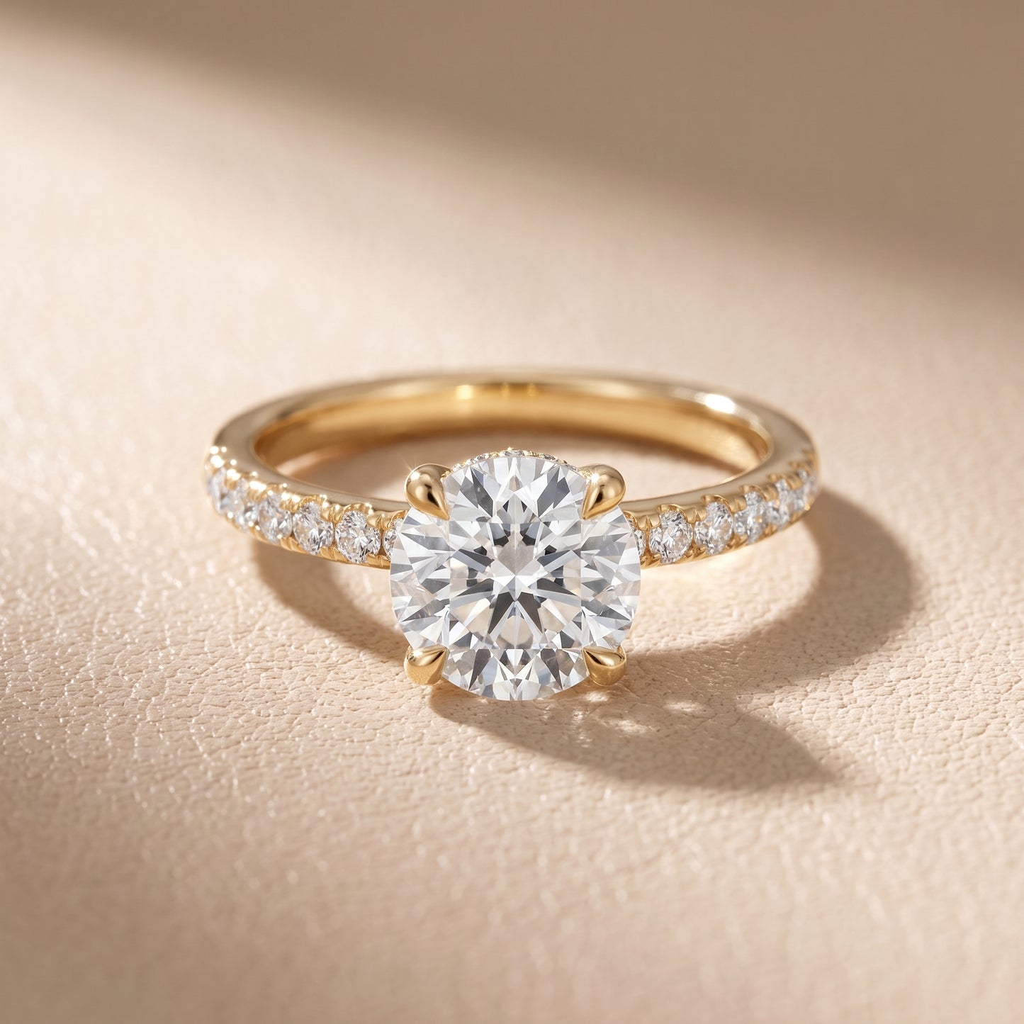 Maya Hidden Halo Pavé Round Diamond Engagement Ring in Yellow Gold - front.jpg