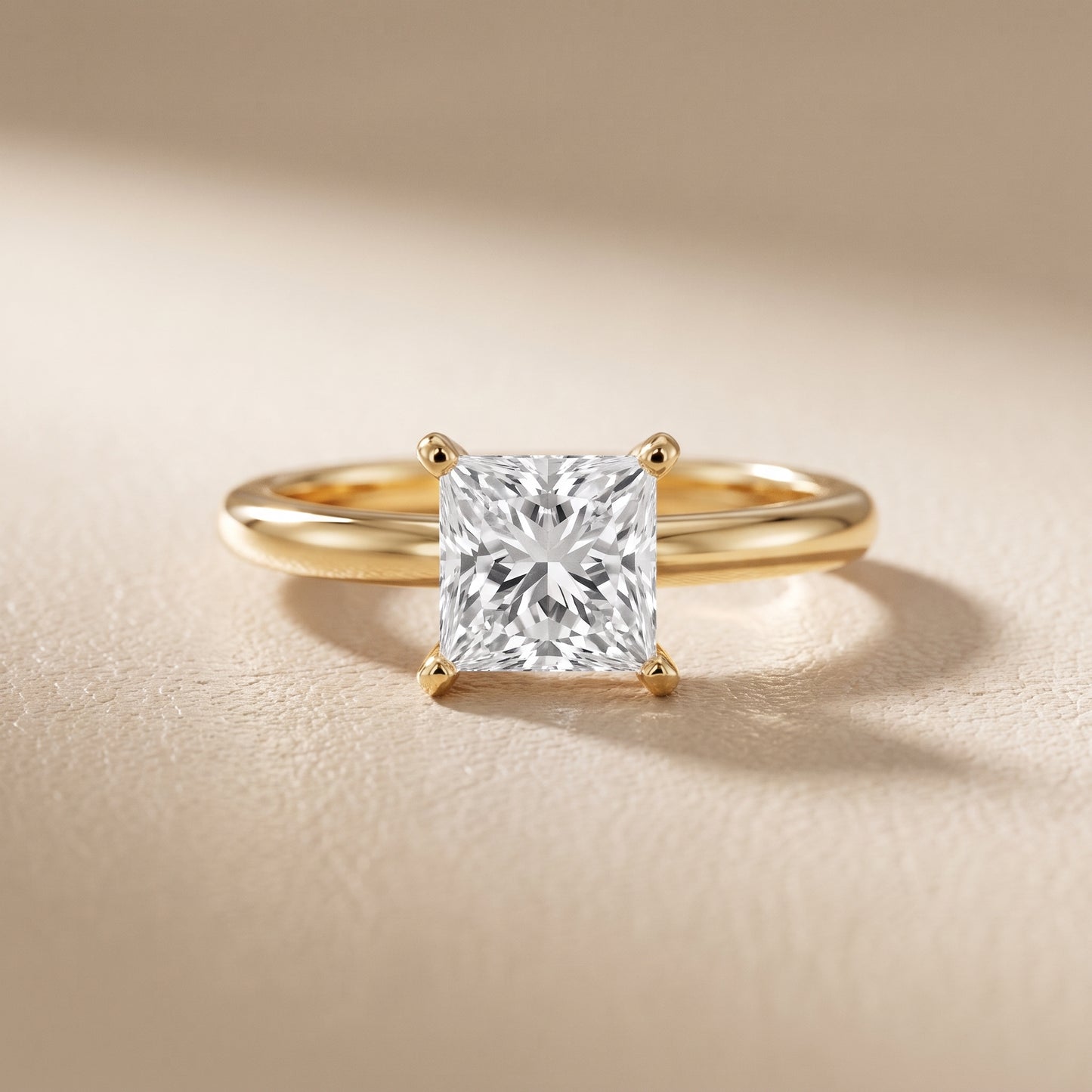 Wren Solitaire Princess Diamond Ring in Yellow Gold - front.jpg