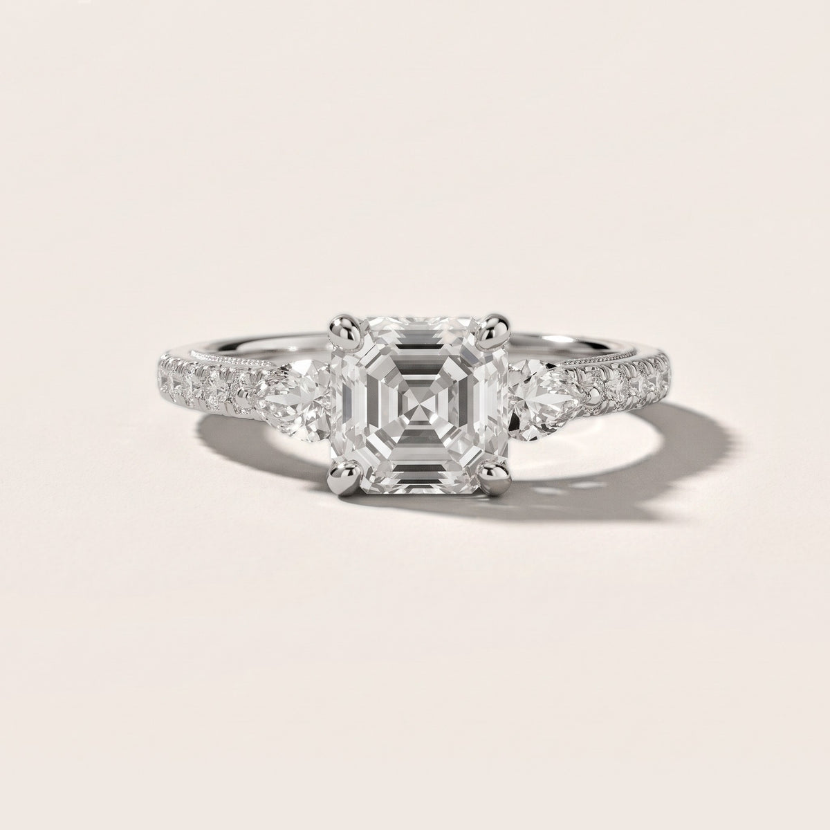 Weston Pear-Side Three-Stone Asscher Diamond Engagement Ring in Platinum - front.jpg