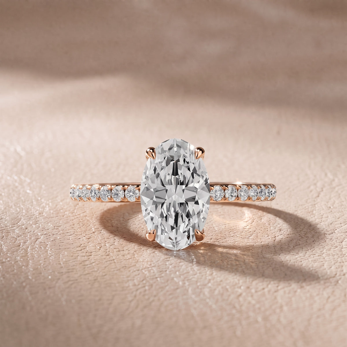 Olivia Solitaire Pavé Oval Diamond Engagement Ring in Rose Gold - front.jpg