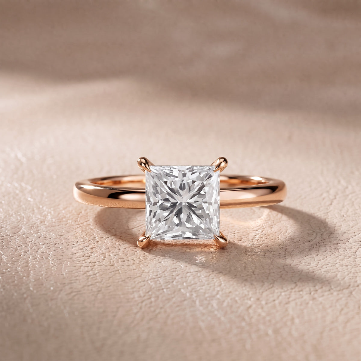 Nadia Petite Solitaire Princess Diamond Engagement Ring in Rose Gold - front.jpg