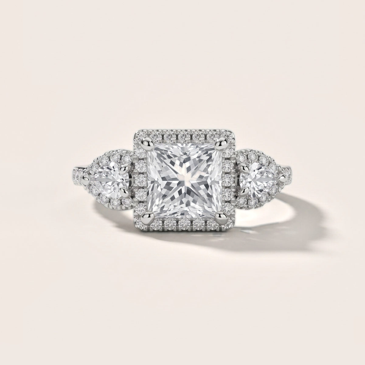 Camden Three-Stone Halo Princess Diamond Engagement Ring in Platinum - front.jpg