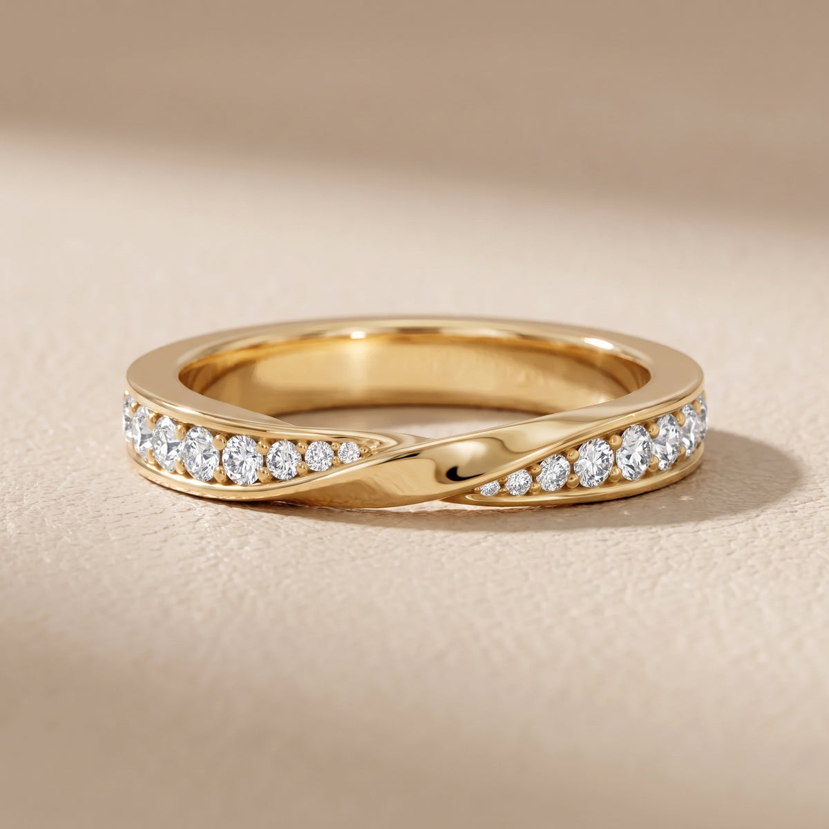 Sutton Twist Pavé Round Diamond Wedding Band in Yellow Gold - front.jpg