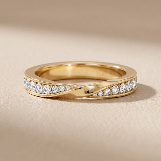 Sarika Twist Pavé Round Diamond Wedding Band in Yellow Gold - front.jpg