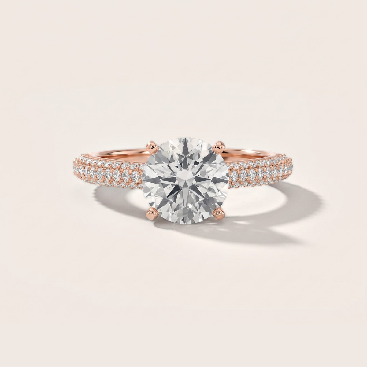 Kaitlin Micropavé Dome Round Diamond Engagement Ring in Rose Gold - front.jpg