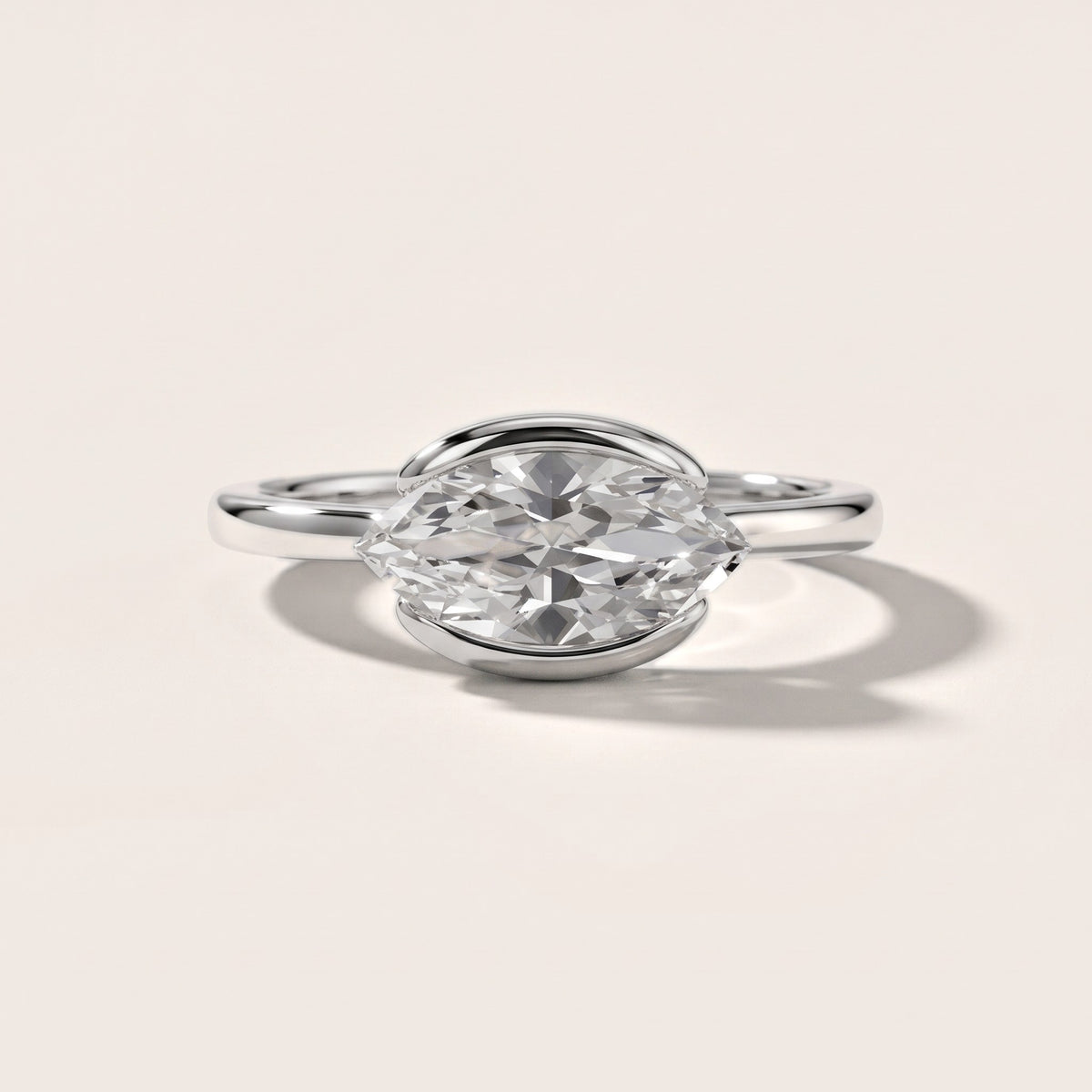 Mathilde East-West Half Bezel Marquise Diamond Engagement Ring in Platinum - front.jpg