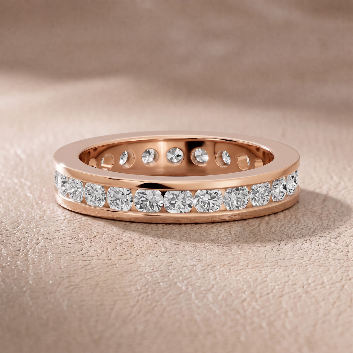 Catherine Channel Set Round Diamond Eternity Band in Rose Gold - front.jpg