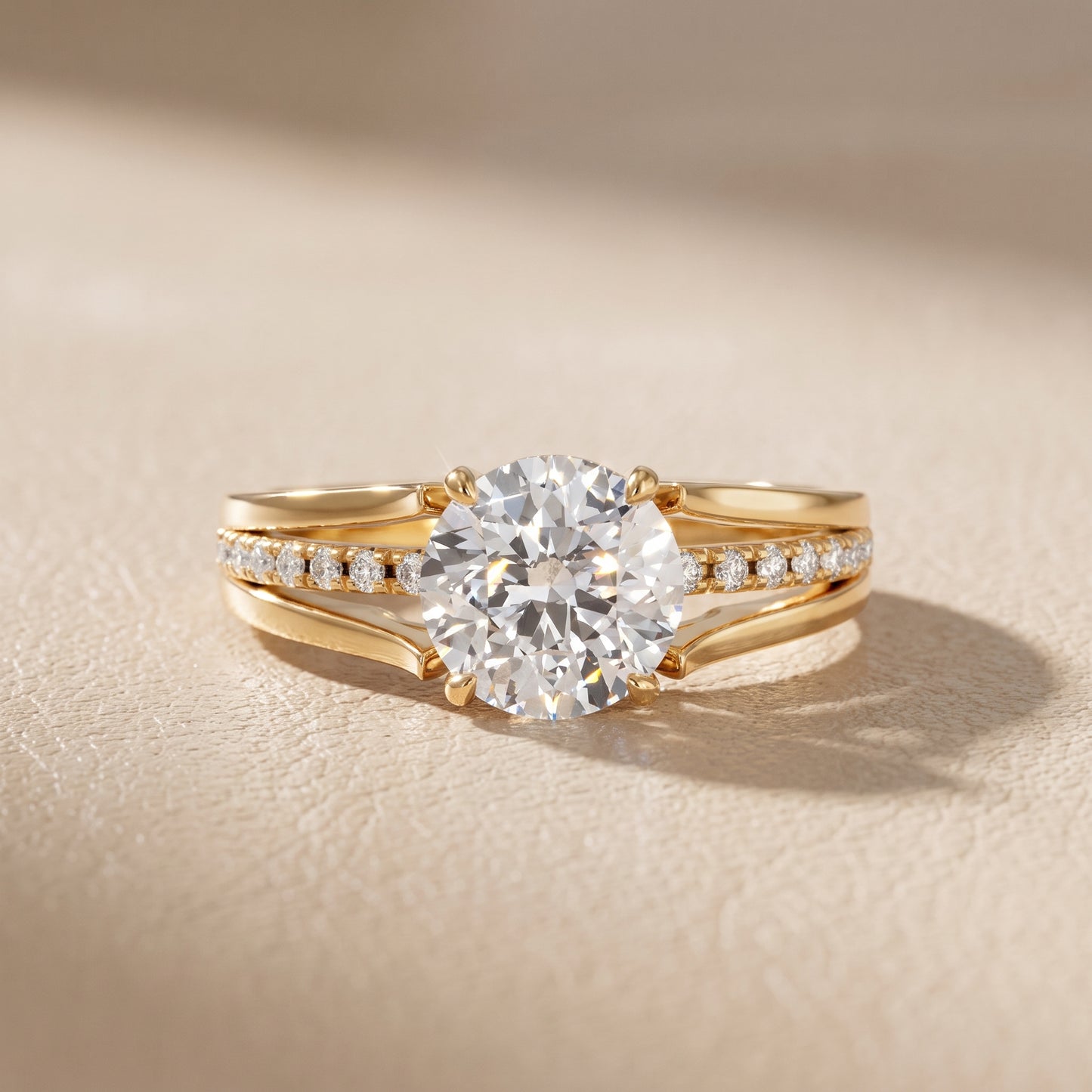 Scarlett Split Shank Pavé Round Diamond Ring in Yellow Gold - front.jpg