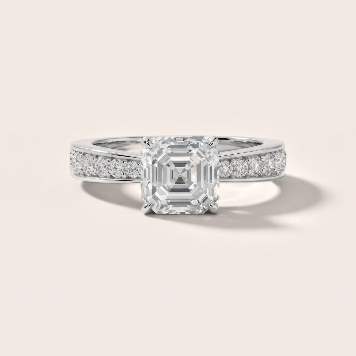 Riley Cathedral Pavé Asscher Diamond Engagement Ring in Platinum - front.jpg