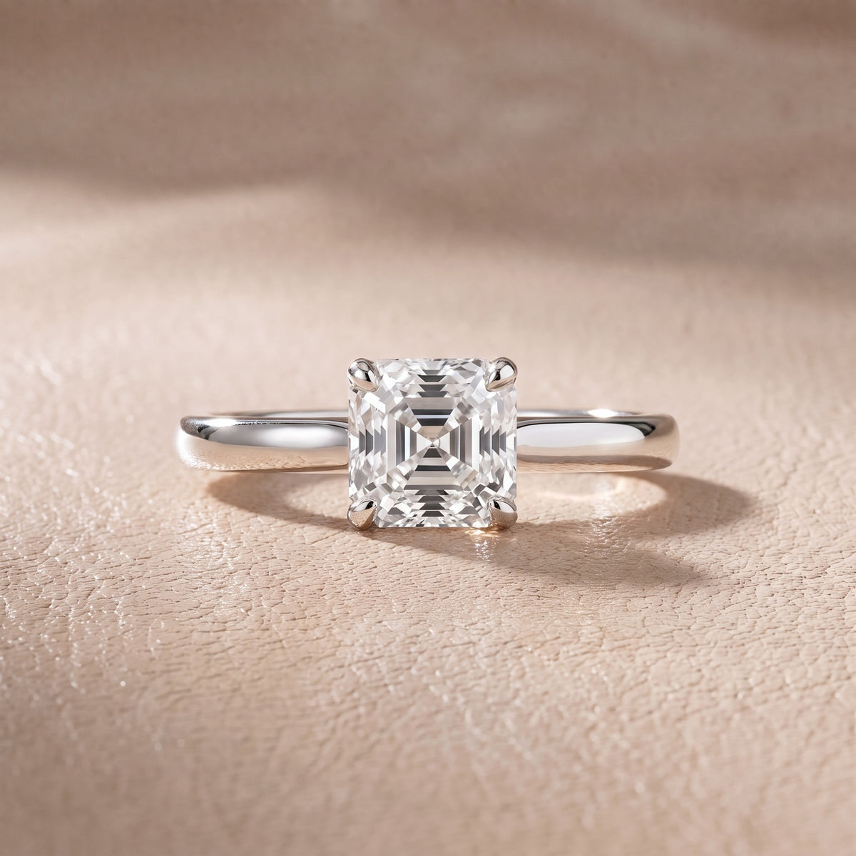 Mena Hidden Halo Asscher Diamond Engagement Ring in Silver - front.jpg