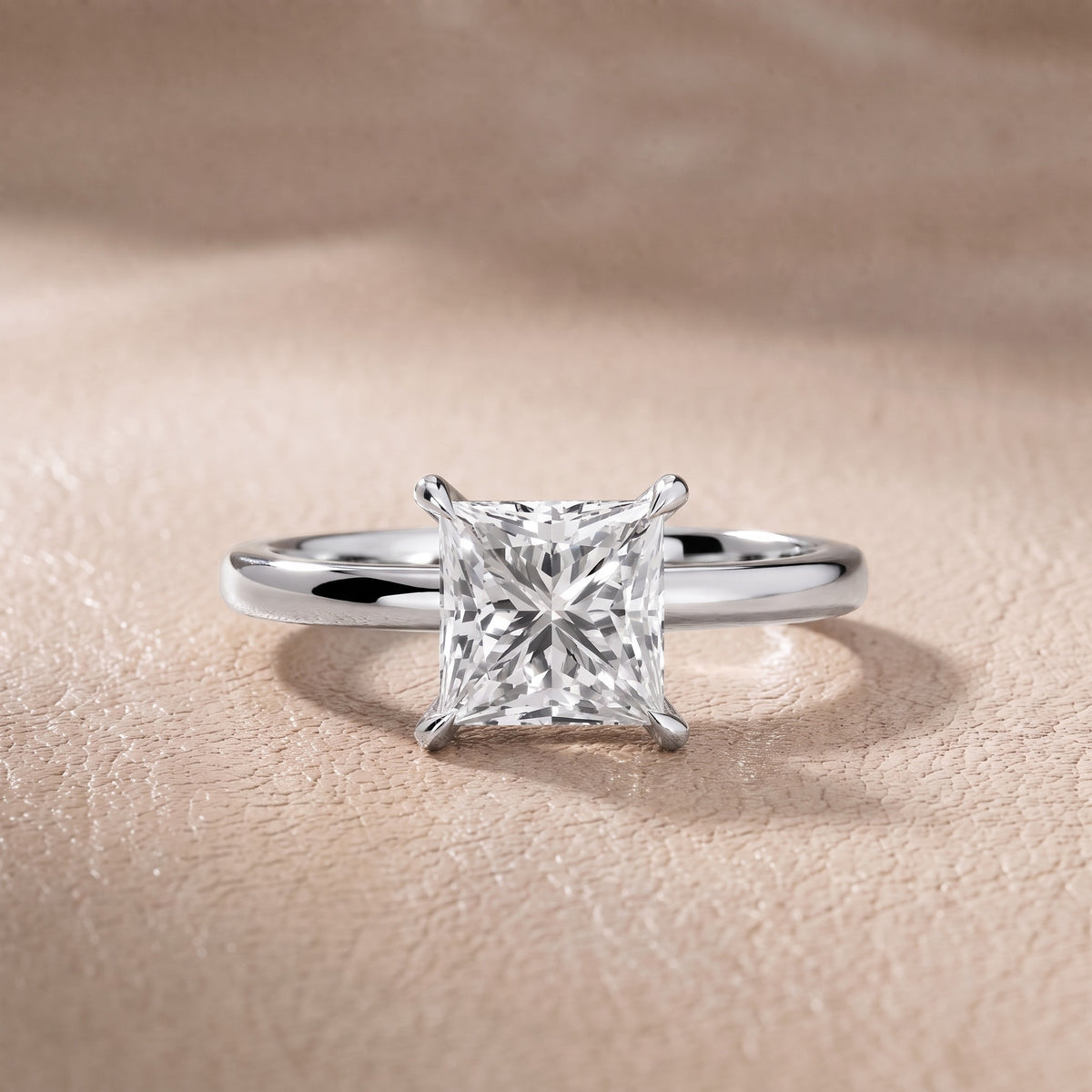 Nadia Petite Solitaire Princess Diamond Engagement Ring in White Gold - front.jpg