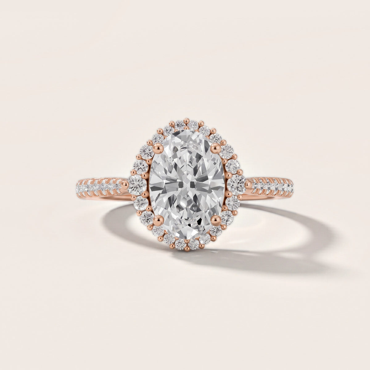 Melody Halo Cathedral Oval Diamond Engagement Ring in Rose Gold - front.jpg