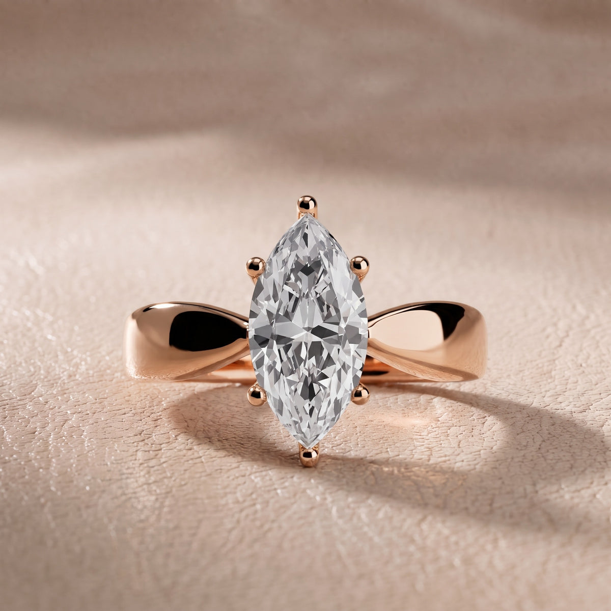 Talia Solitaire Twist Marquise Diamond Engagement Ring in Rose Gold - front.jpg