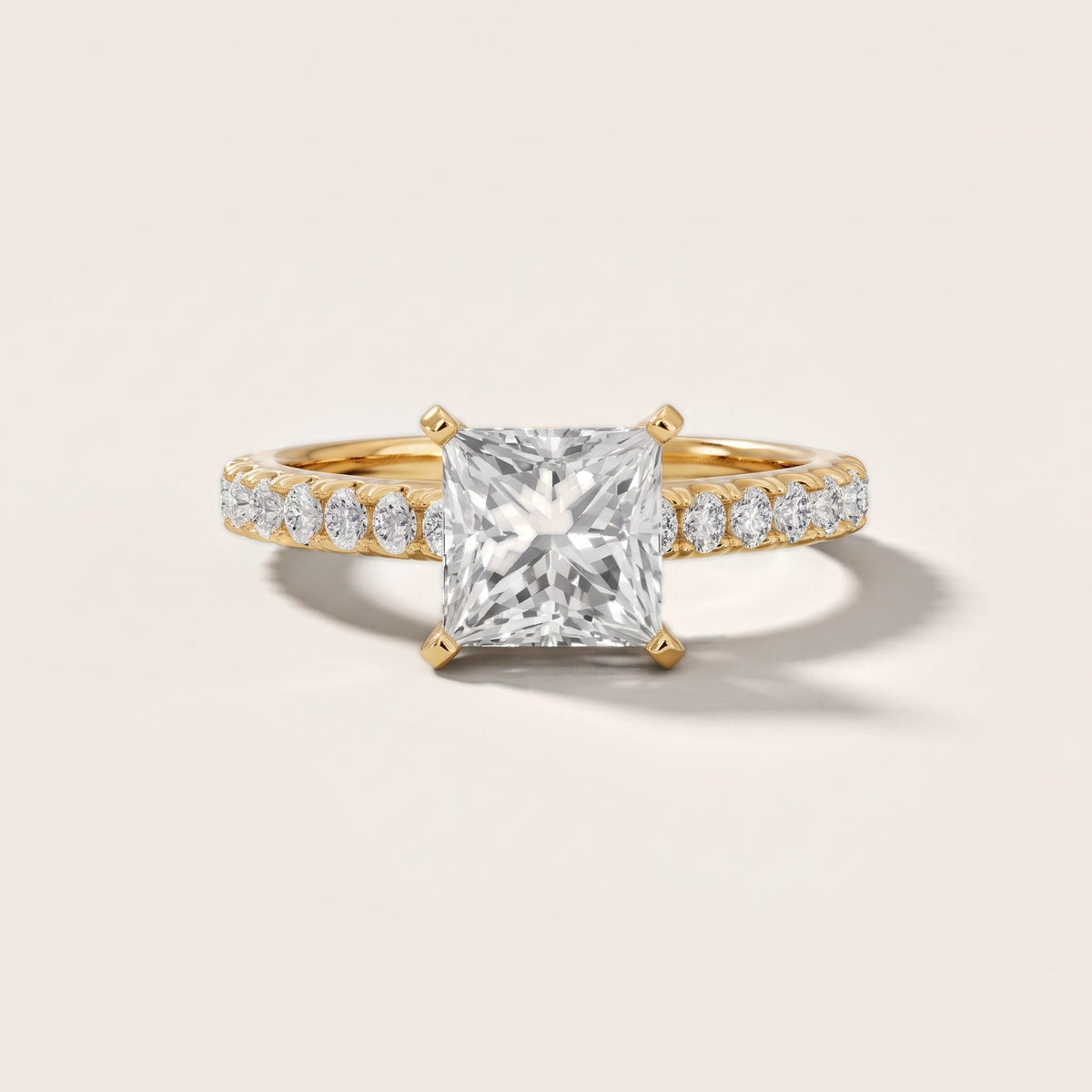 Keira Statement Pavé Princess Diamond Engagement Ring in Yellow Gold - front.jpg