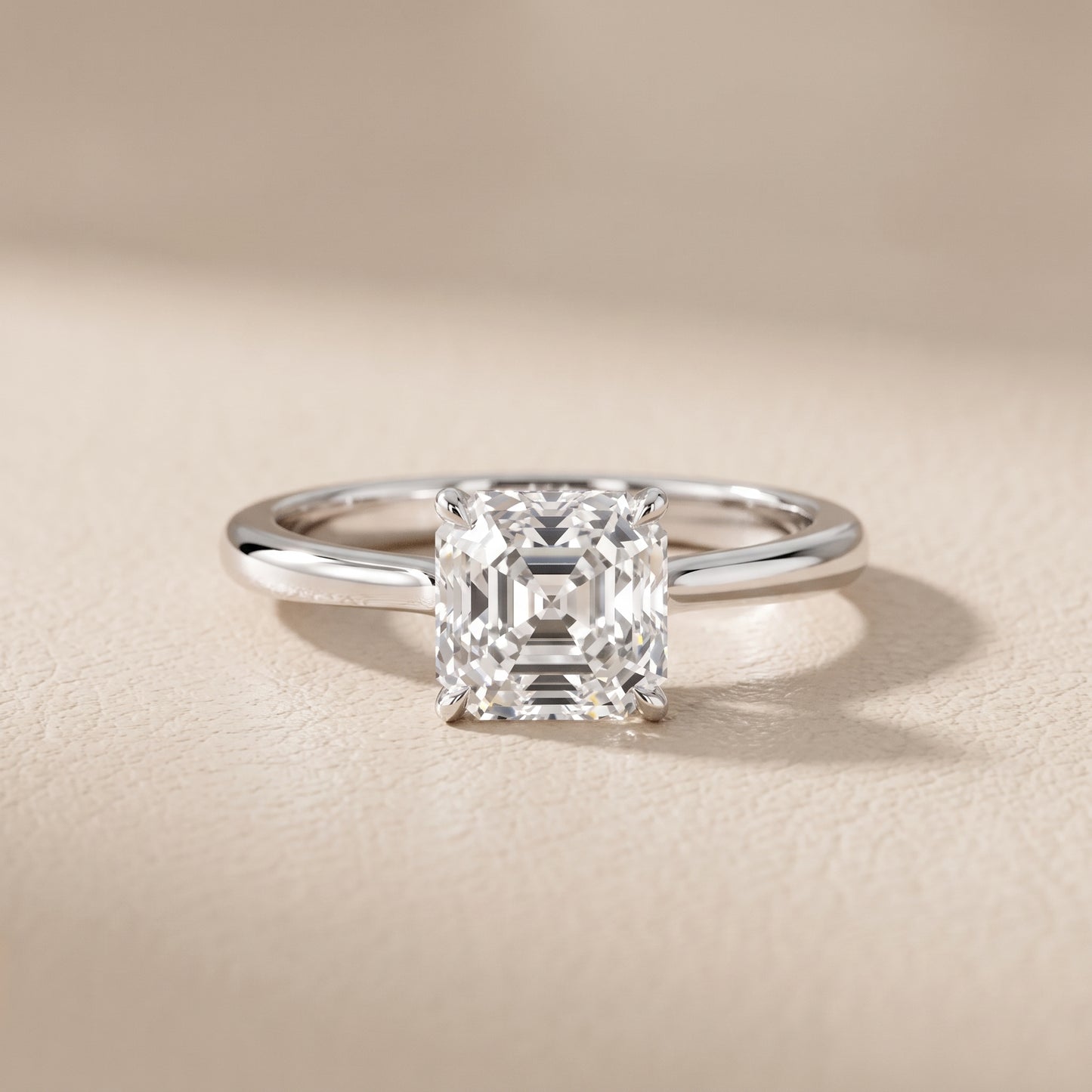 Evie Solitaire Six-Prong Asscher Diamond Engagement Ring in Silver - front.jpg