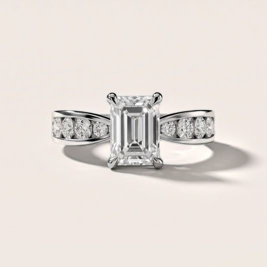Rosalie Channel Set Sidestone Emerald Diamond Engagement Ring in Platinum [studio-20261024]