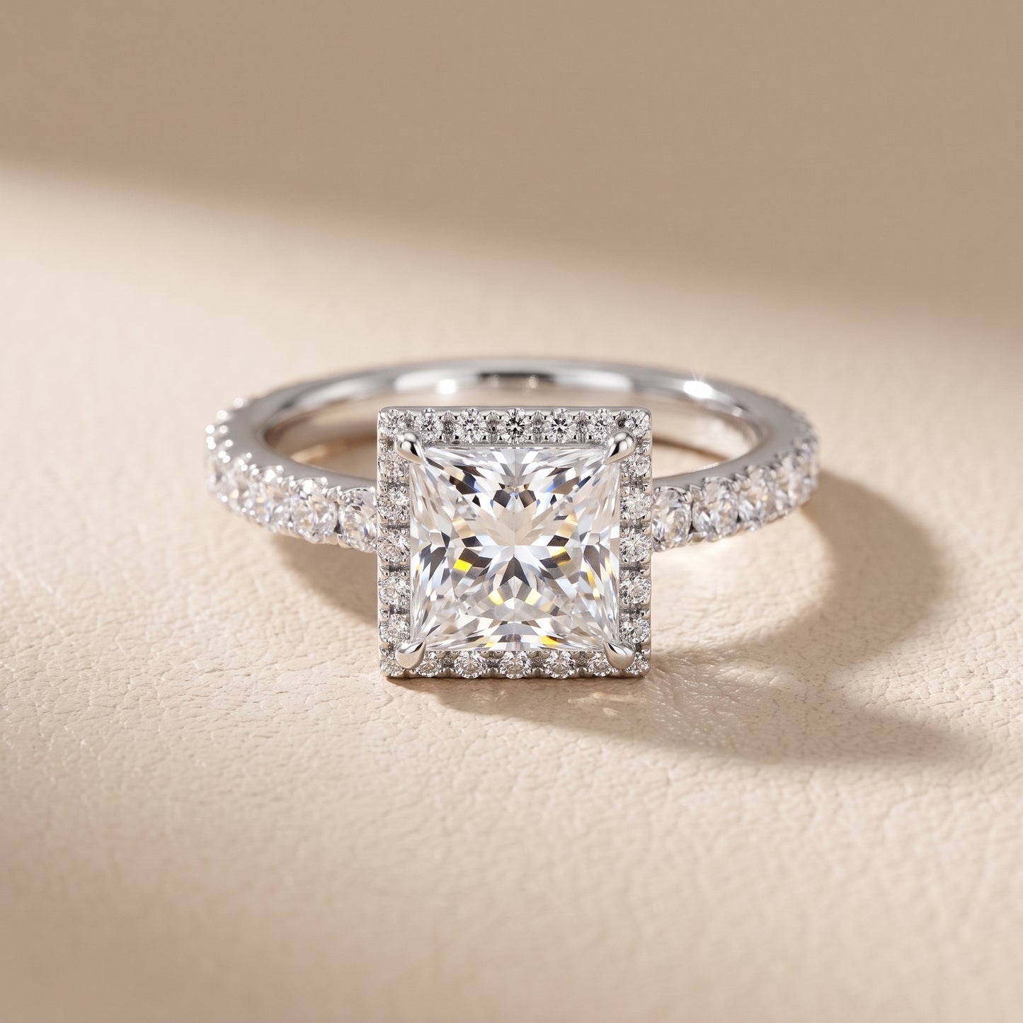 Chloe Halo Pavé Princess Diamond Ring in Silver - front.jpg