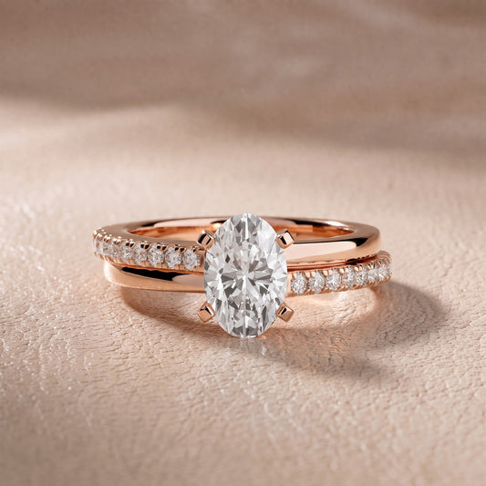Edith Criss Cross Pavé Oval Diamond Engagement Ring in Rose Gold - front.jpg