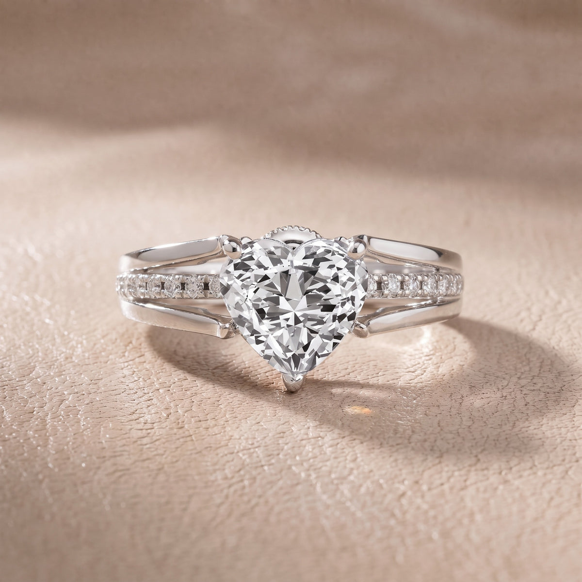 Serena Split Shank Pavé Heart Diamond Engagement Ring in Platinum - front.jpg