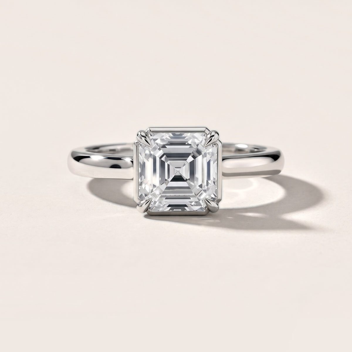 Ashland Basket Solitaire Asscher Diamond Engagement Ring in Silver - front.jpg