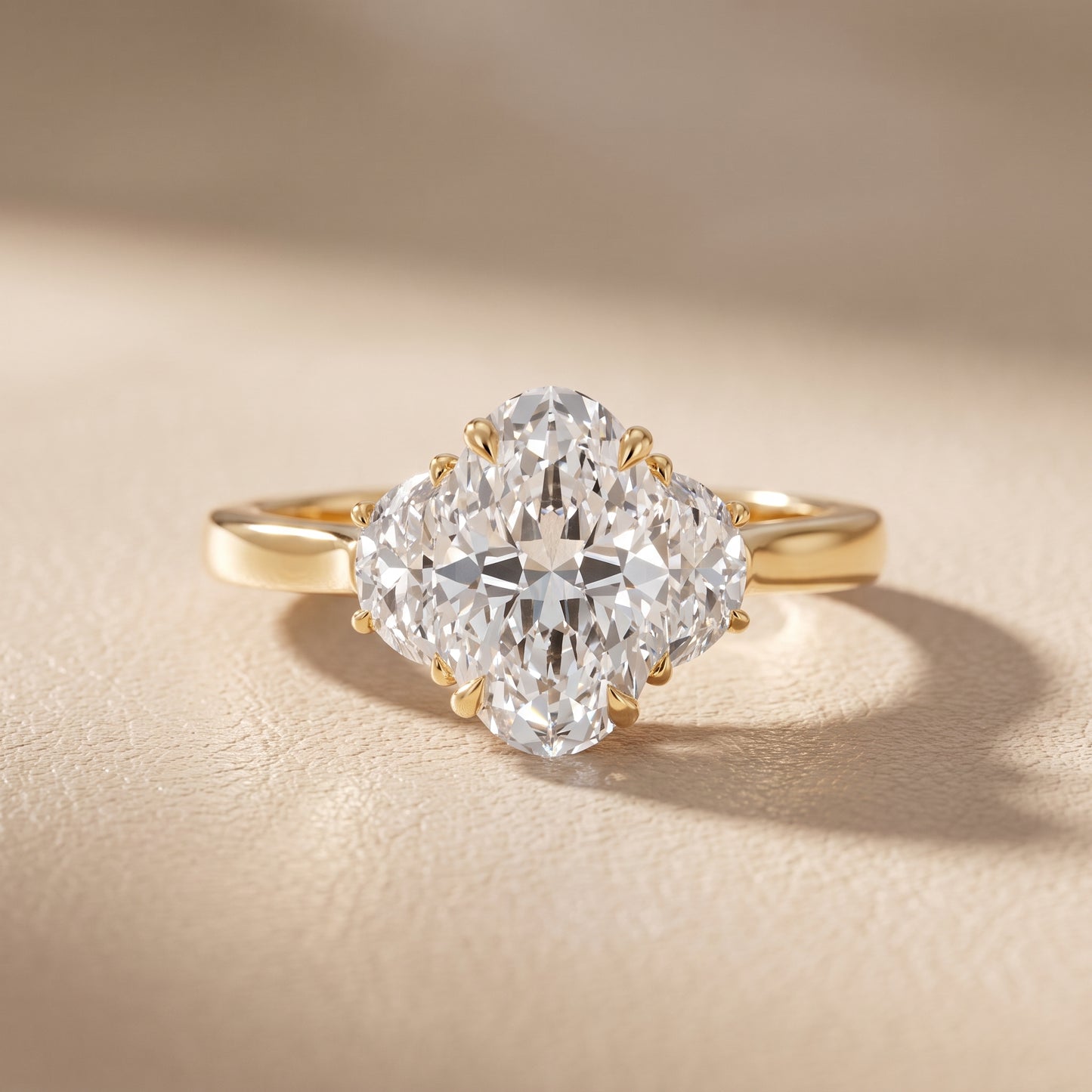 Romy Three-Stone Oval Diamond Engagement Ring in Yellow Gold - front.jpg