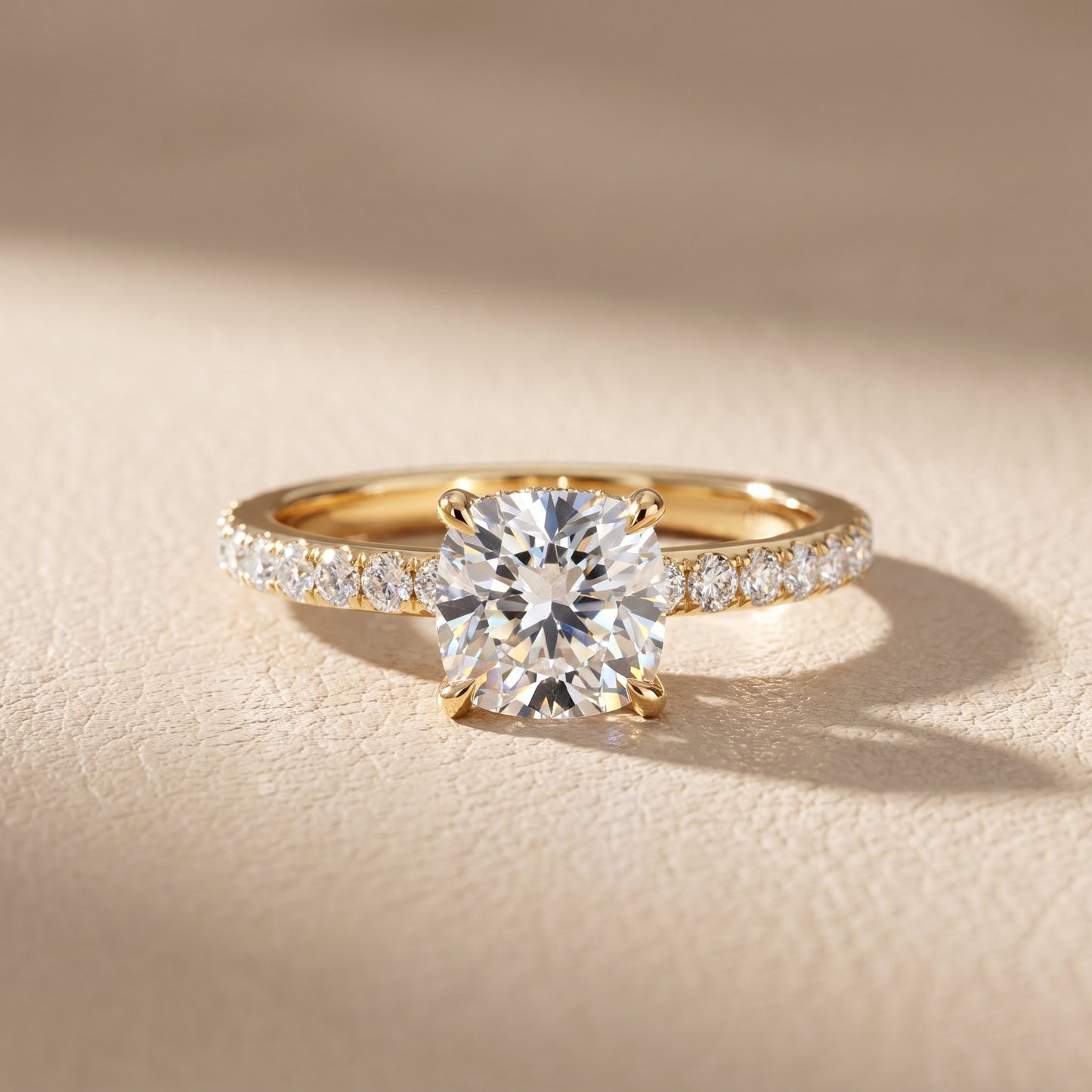 Thea Hidden Halo Pavé Cushion Diamond Engagement Ring in Yellow Gold - front.jpg