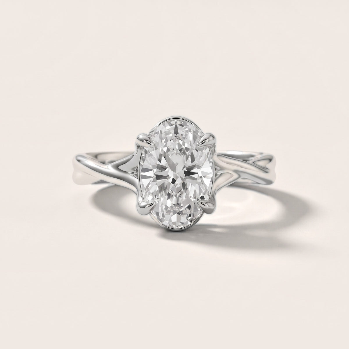 Rosa Twist Solitaire Oval Diamond Engagement Ring in Silver - front.jpg