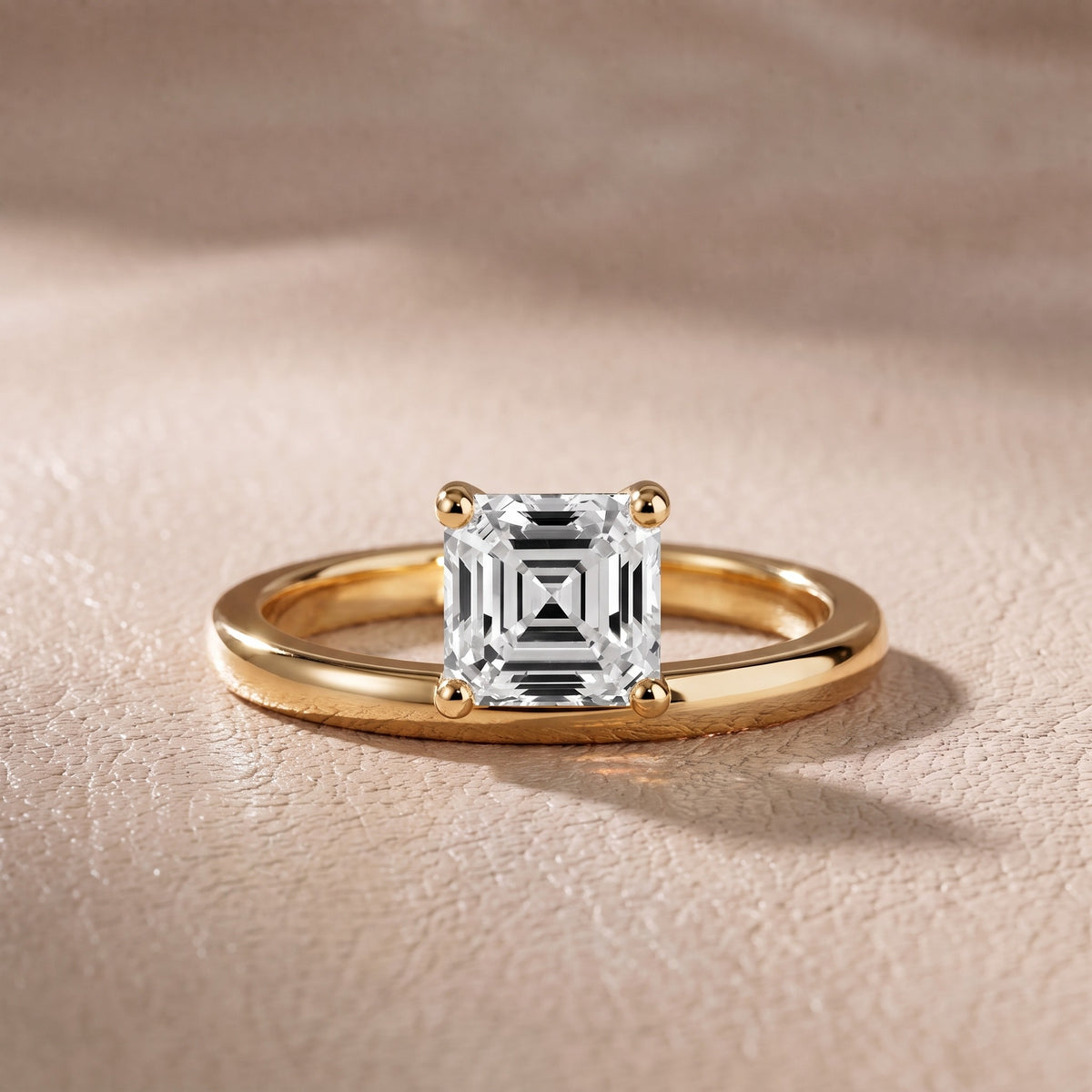 Maisie Four Prong Solitaire Asscher Diamond Engagement Ring in Yellow Gold - front.jpg