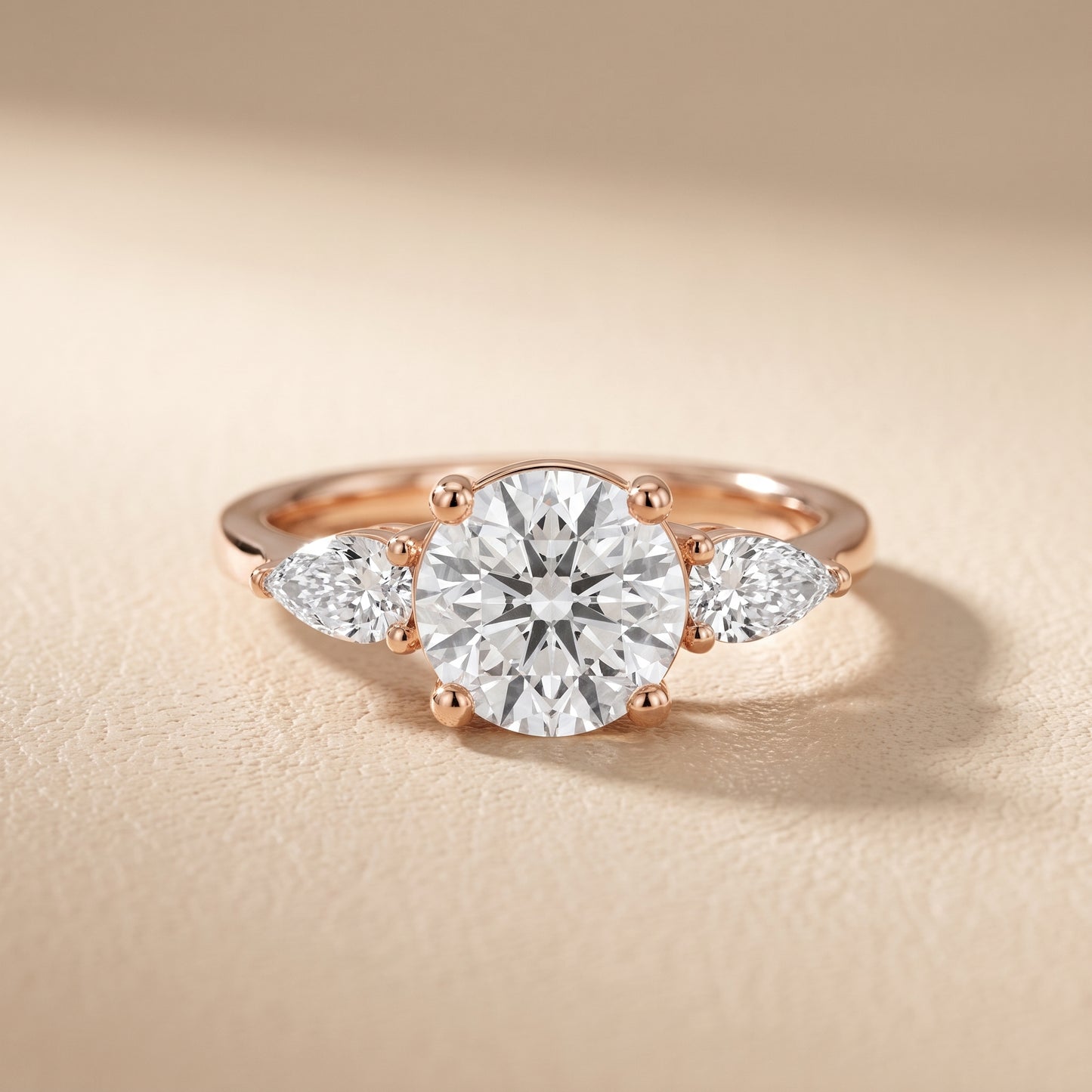 Faye Three-Stone Trellis Round Diamond Ring in Rose Gold - front.jpg
