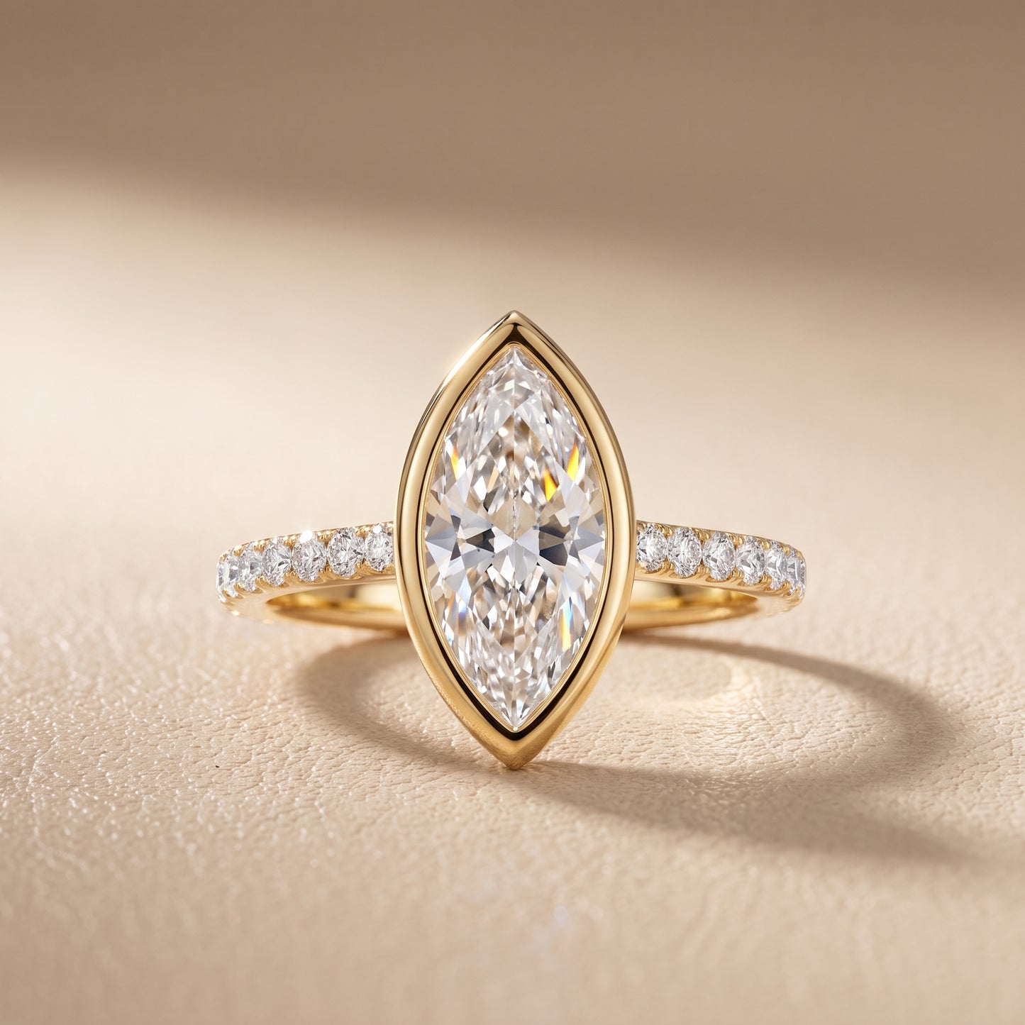 Cora Bezel Pavé Marquise Diamond Ring in Yellow Gold - front.jpg