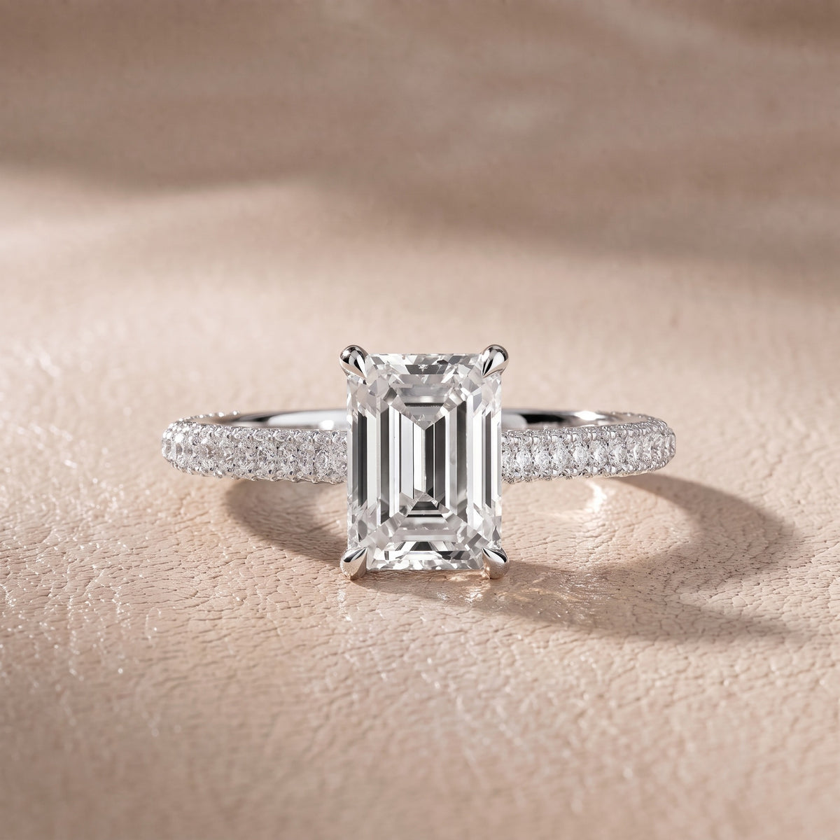 Elisa Hidden Halo Pavé Emerald Diamond Engagement Ring in Platinum - front.jpg