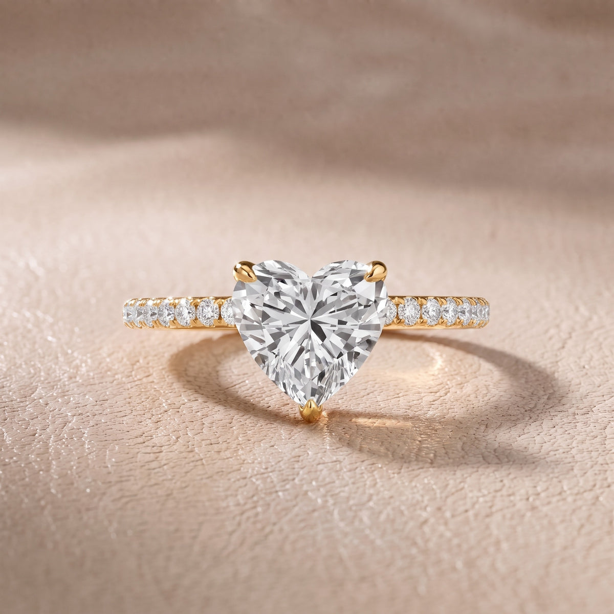 Olivia Solitaire Pavé Heart Diamond Engagement Ring in Yellow Gold - front.jpg