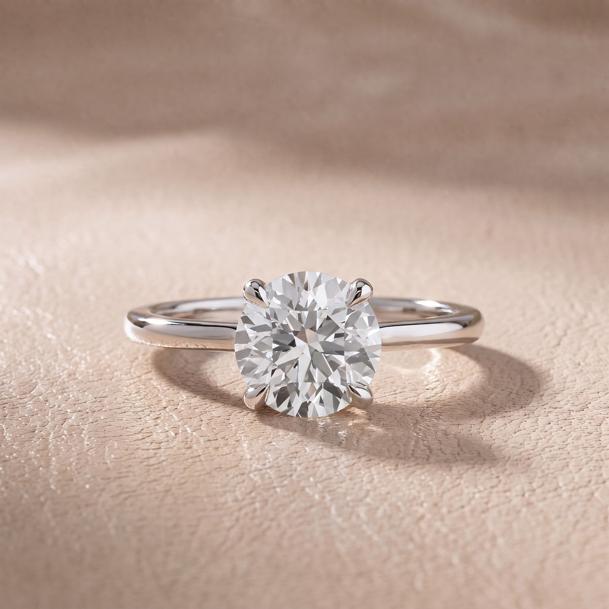Nella Petite Solitaire Round Diamond Engagement Ring in White Gold - front.jpg