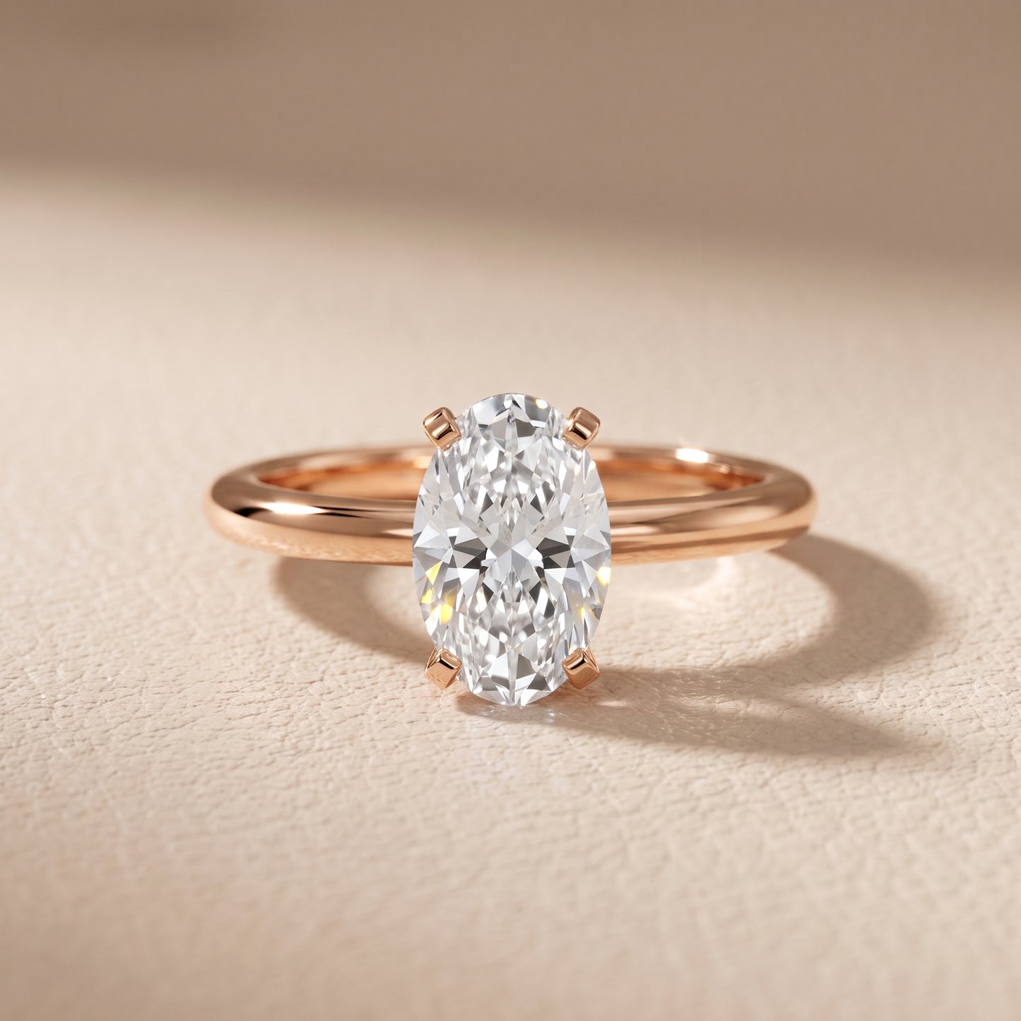 Amira Six-Prong Solitaire Oval Diamond Engagement Ring in Rose Gold - front.jpg