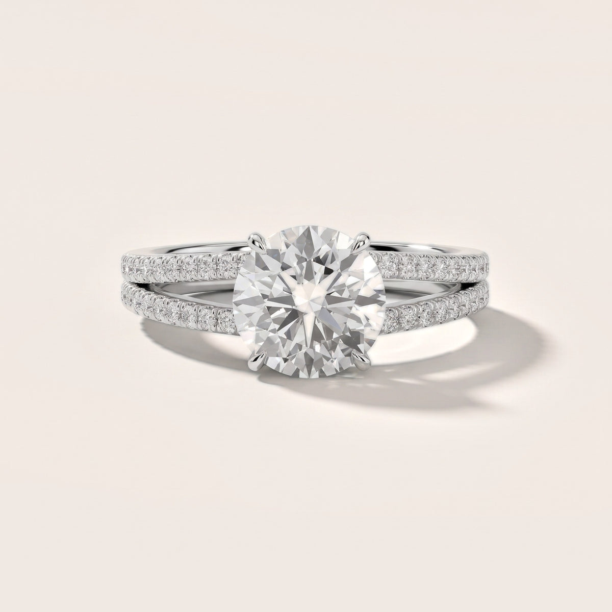 Carmel Hidden Halo Split Shank Round Diamond Engagement Ring in Platinum - front.jpg