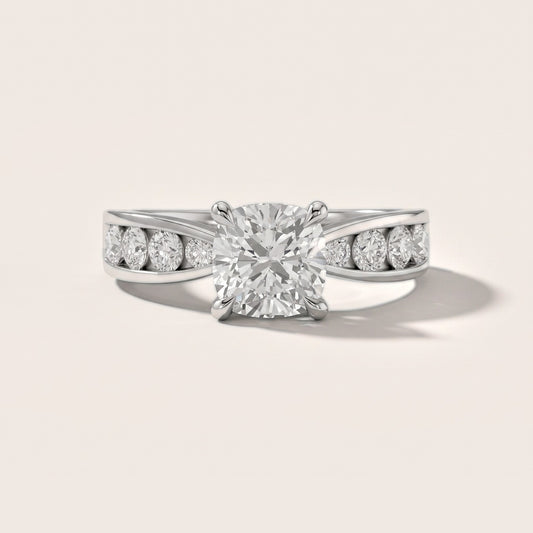Rosalie Channel Set Sidestone Cushion Diamond Engagement Ring in Platinum [studio-20261024]