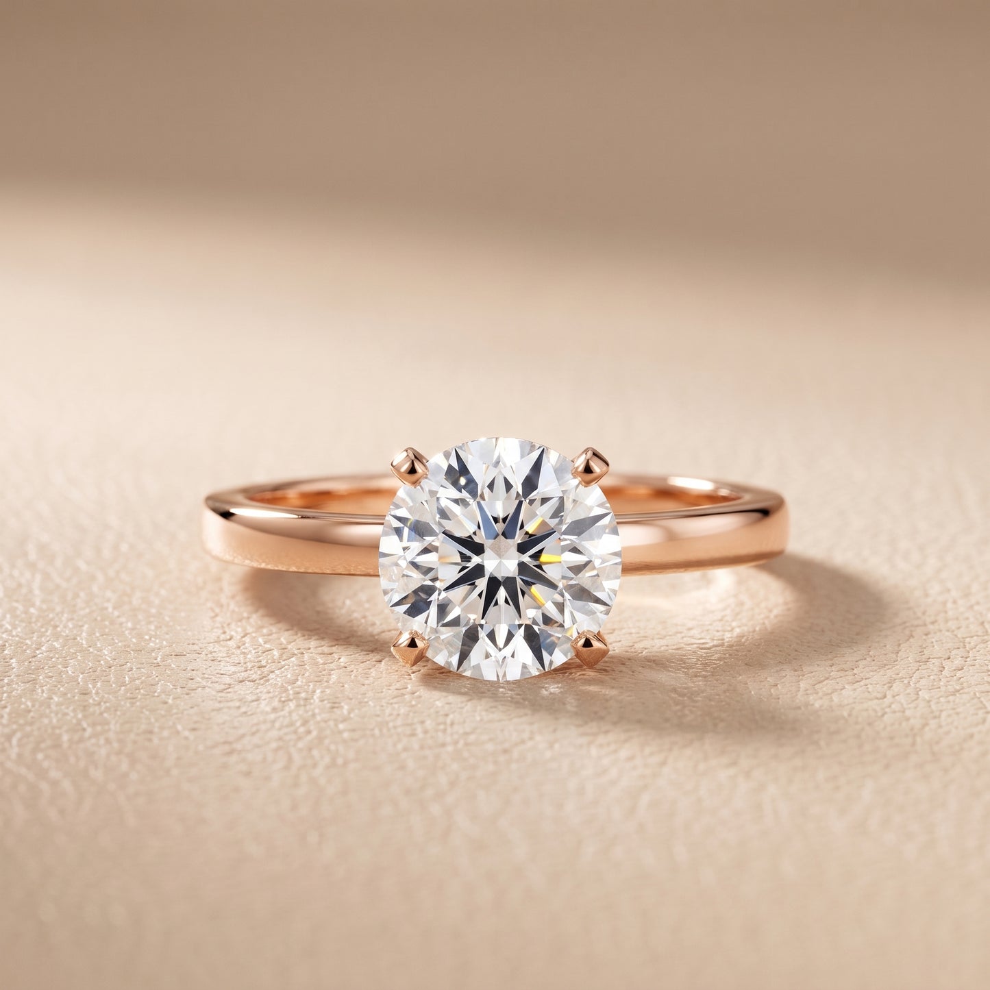 Liana Solitaire Claw Prong Round Diamond Engagement Ring in Rose Gold - front.jpg