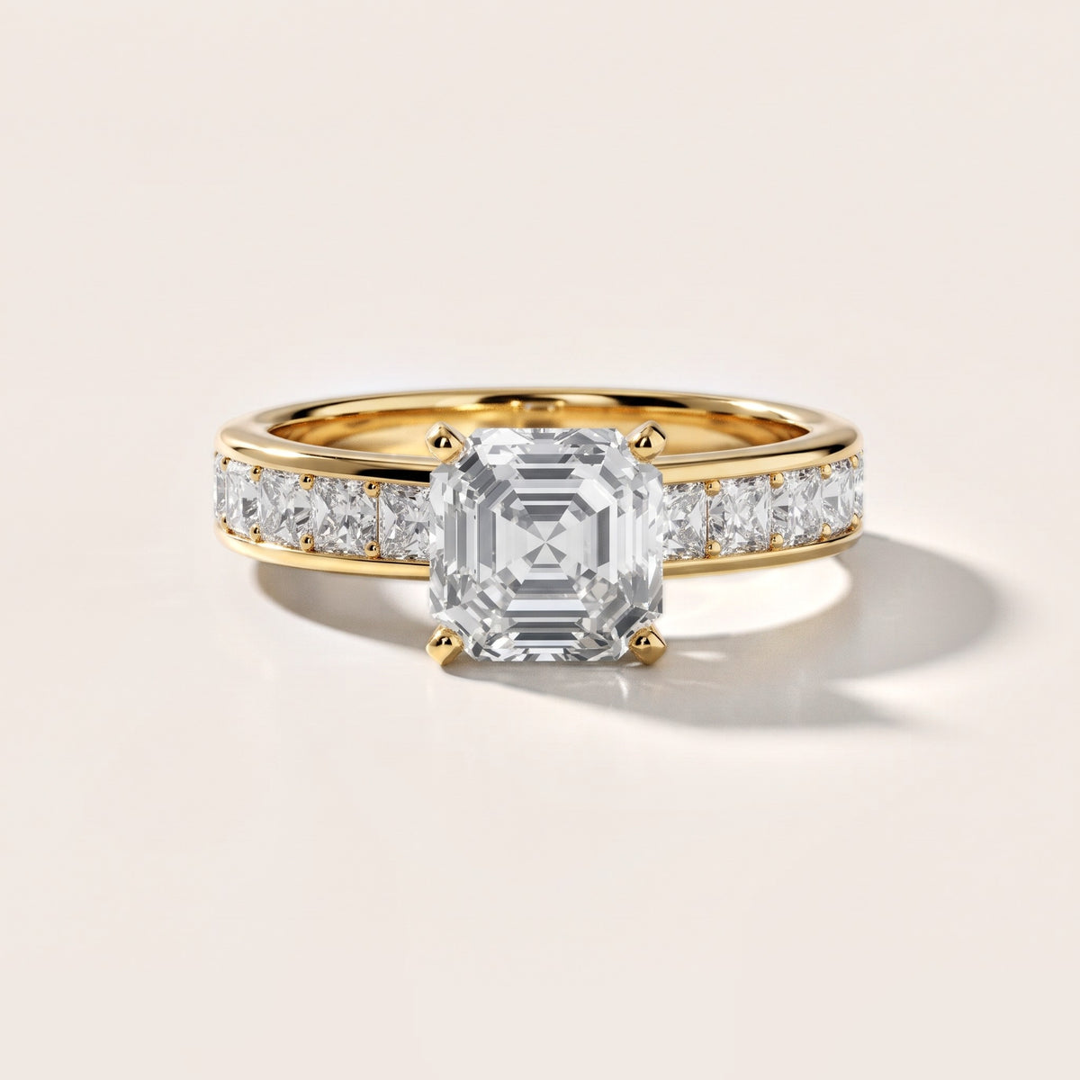 Sonoma Wide Band Channel Set Asscher Diamond Engagement Ring in Yellow Gold - front.jpg