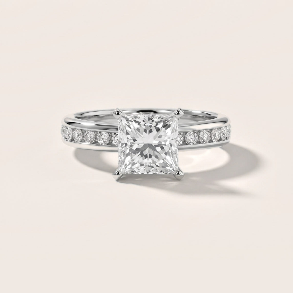 Avalon Channel Set Princess Diamond Engagement Ring in Silver - front.jpg