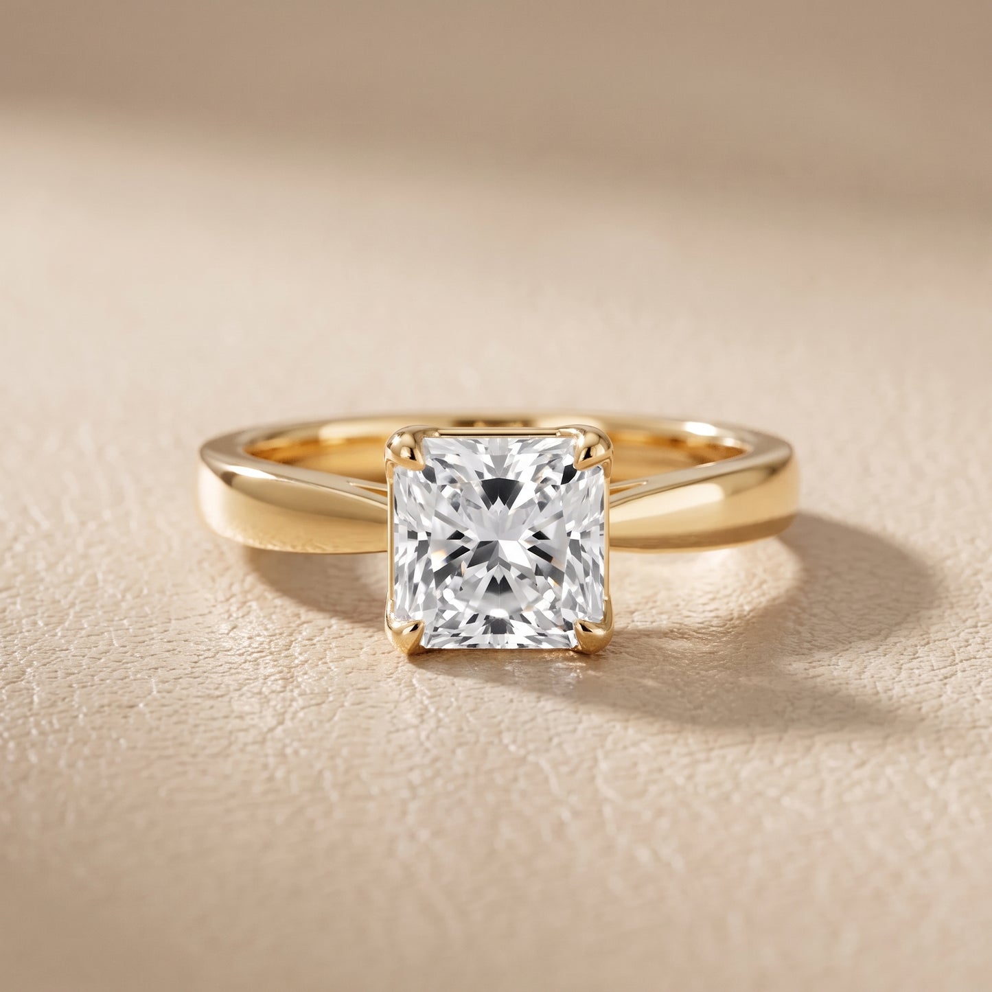 Lucia Solitaire Six-Prong Radiant Diamond Engagement Ring in Yellow Gold - front.jpg
