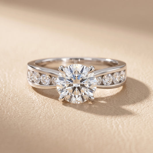 Noor Channel Set Sidestone Round Diamond Engagement Ring in White Gold - front.jpg