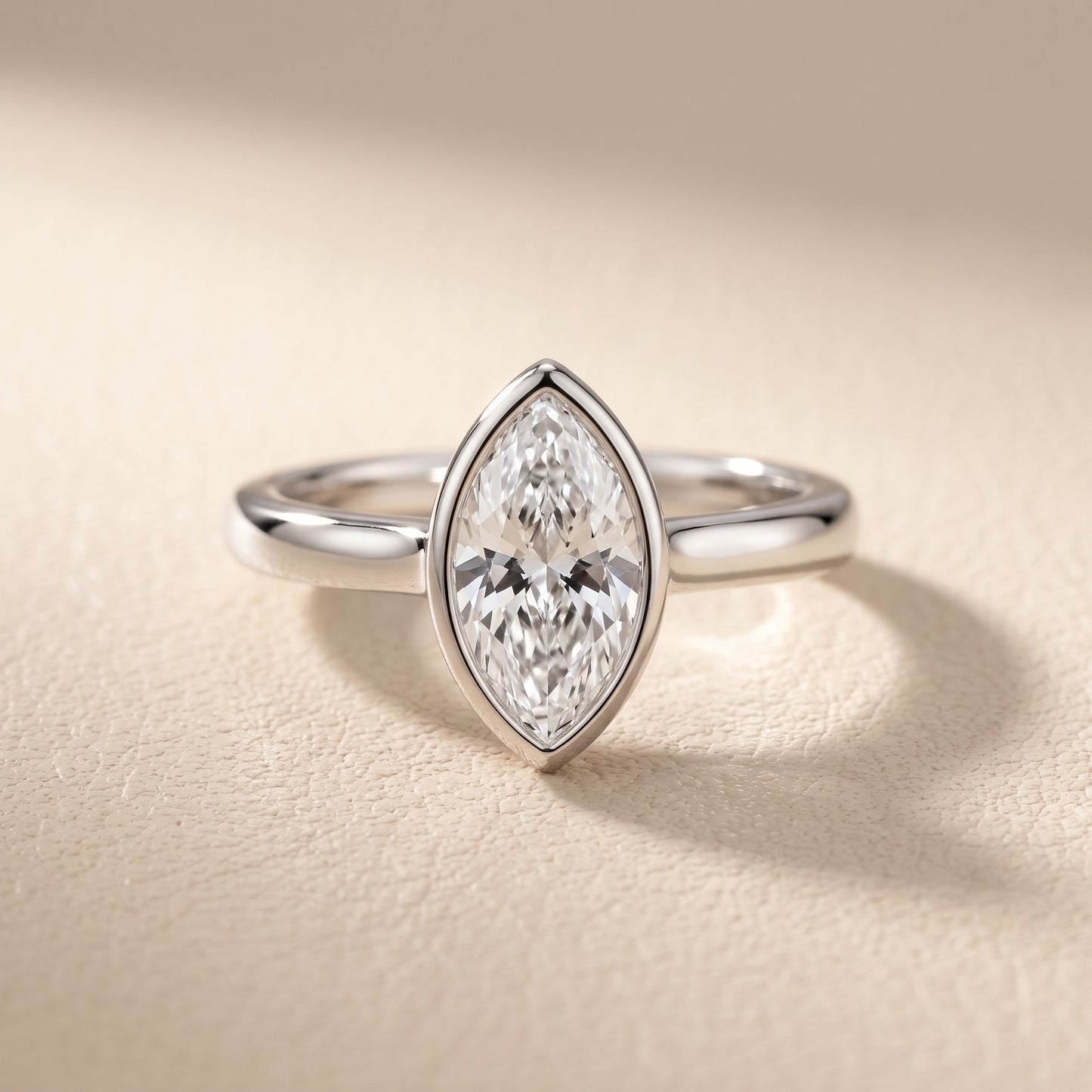 Jolie Bezel Solitaire Marquise Diamond Engagement Ring in Platinum - front.jpg