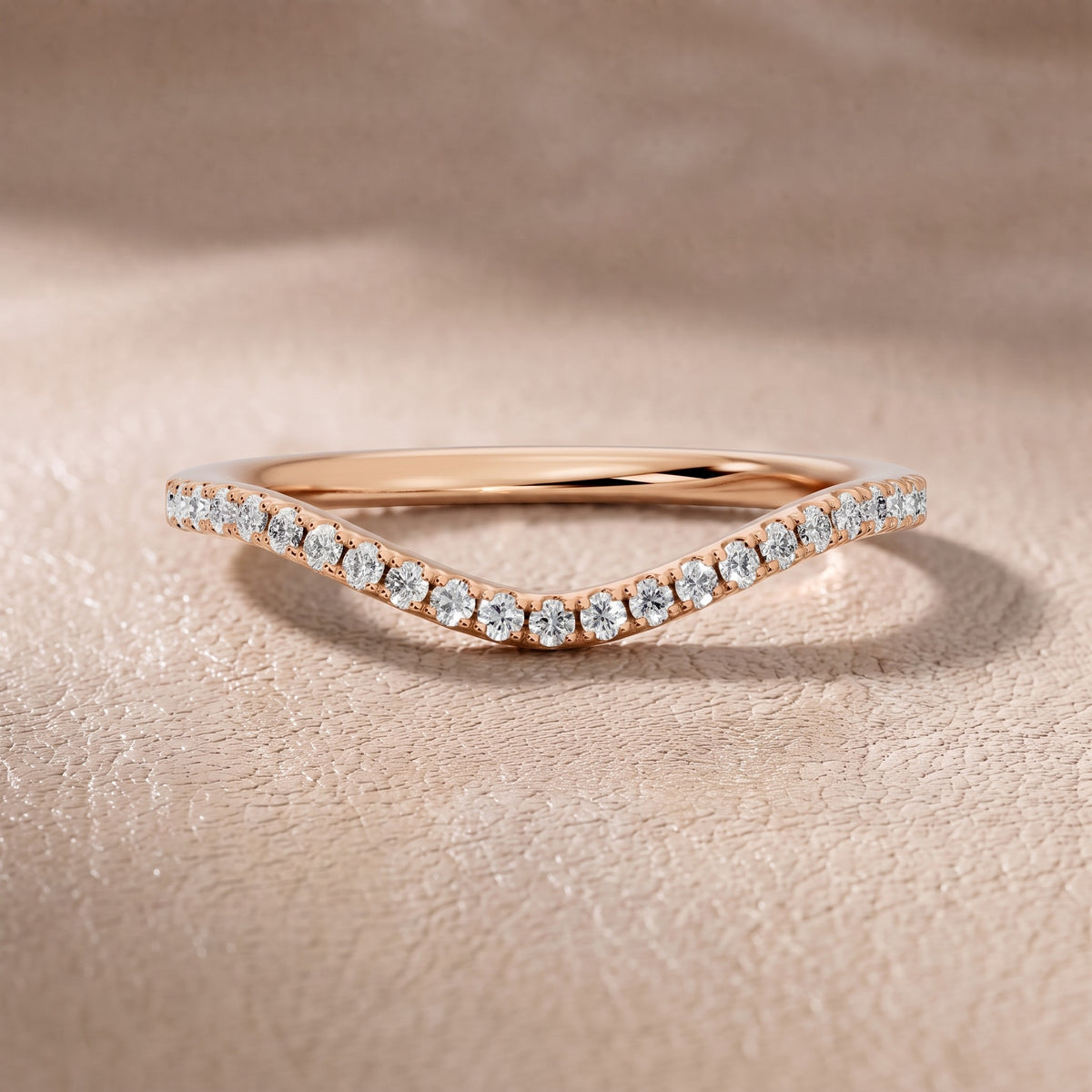 Audrey Curved Round Diamond Stackable Ring in Rose Gold - front.jpg