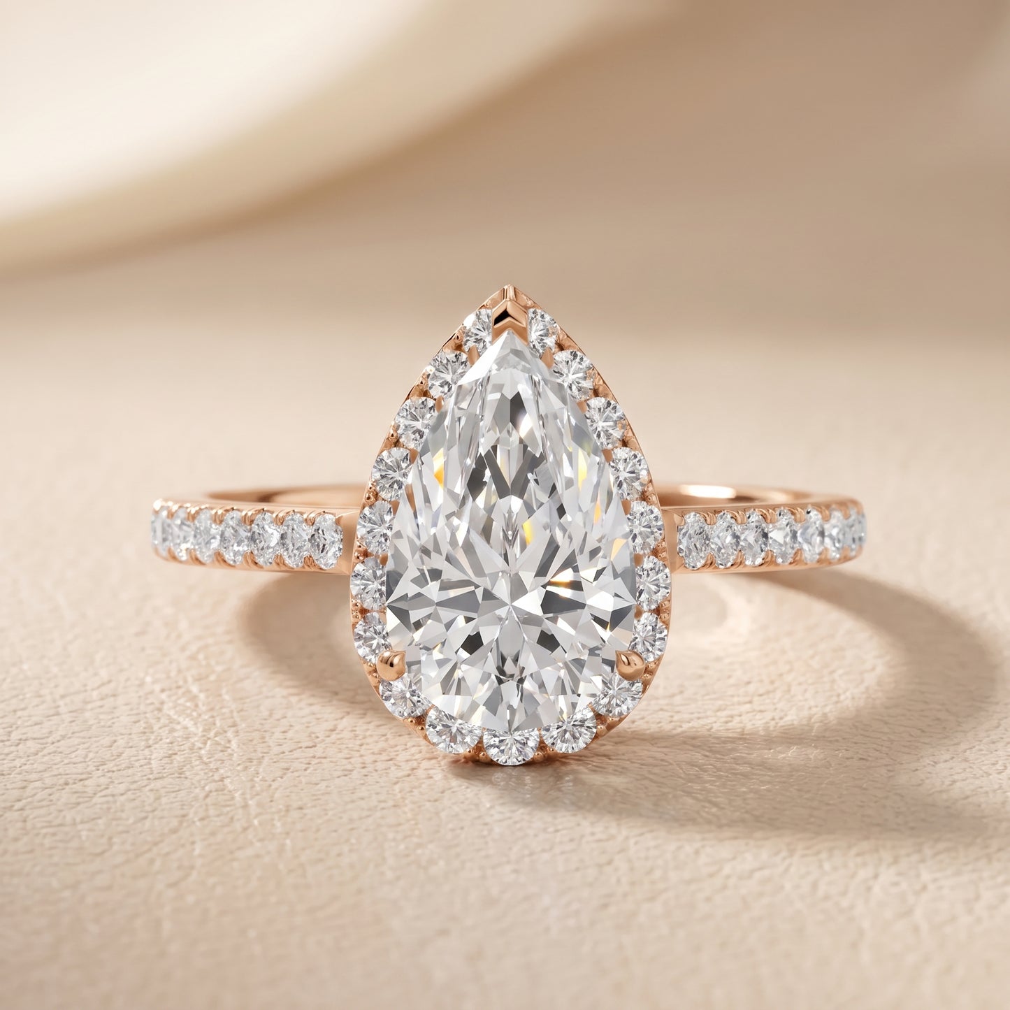 Willa Halo Micropavé Pear Diamond Engagement Ring in Rose Gold - front.jpg