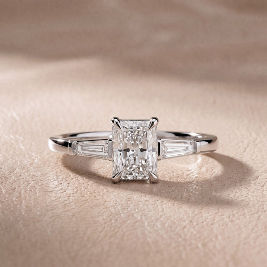 Winnie Three-Stone Radiant Diamond Engagement Ring in Platinum - front.jpg