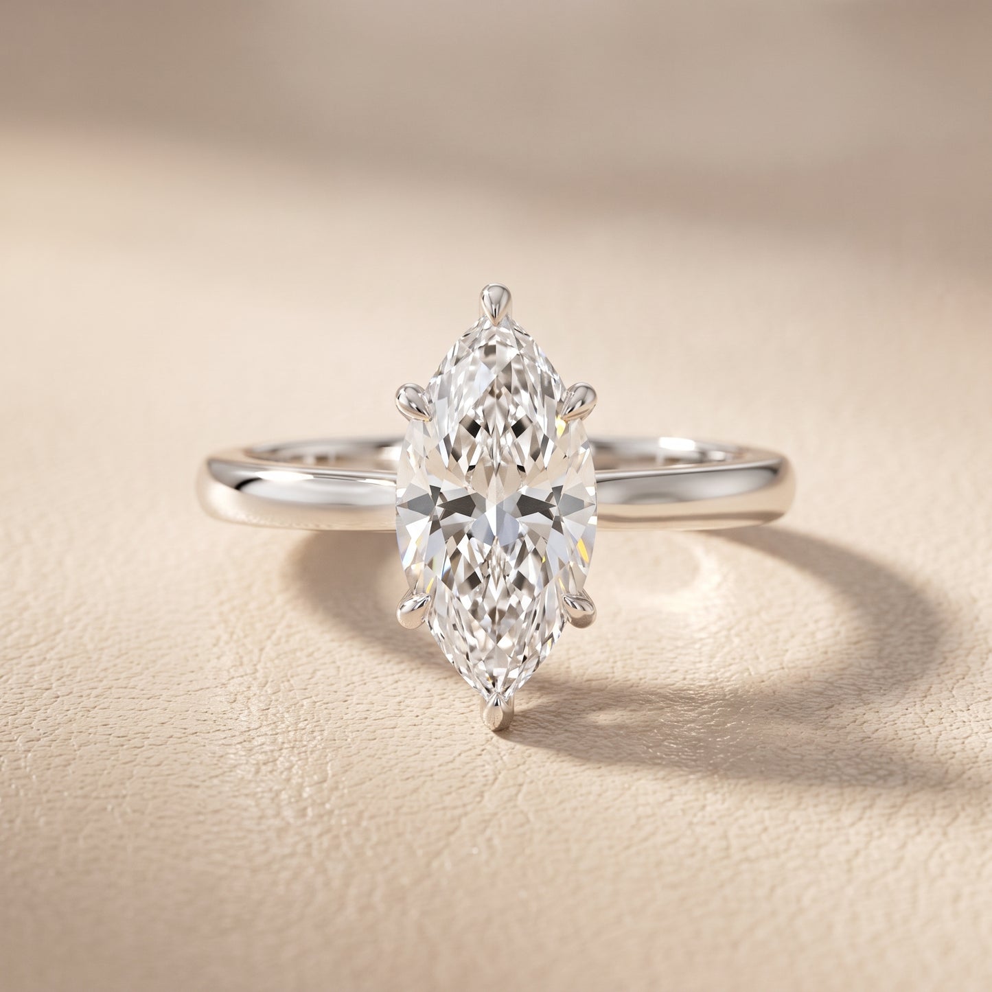 Kalia Knife Edge Solitaire Marquise Diamond Engagement Ring in Silver - front.jpg