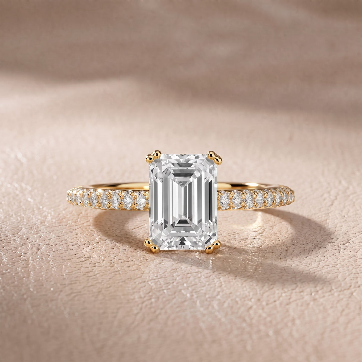 Celeste Hidden Halo Pavé Emerald Diamond Engagement Ring in Yellow Gold - front.jpg