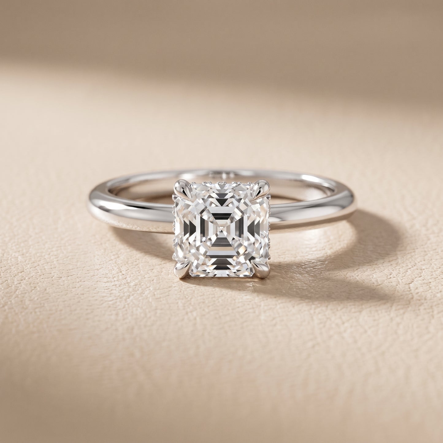 Amaya Hidden Halo Asscher Diamond Ring in Platinum - front.jpg